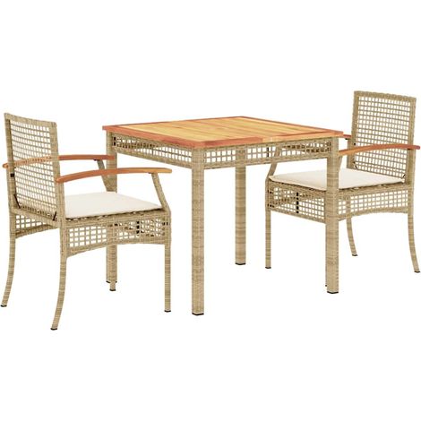 Maison Exclusive - Set comedor de jardín 3 pzas con cojines ratán (1/5)