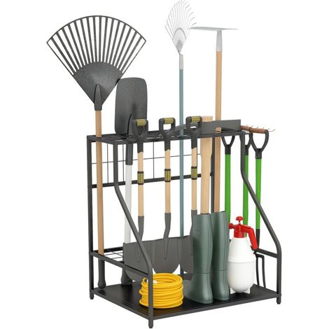 Organiseur d'outils de jardin avec crochets porte-outils de garage à 3 niveaux 84 x 53 x 73 cm orange (1/4)
