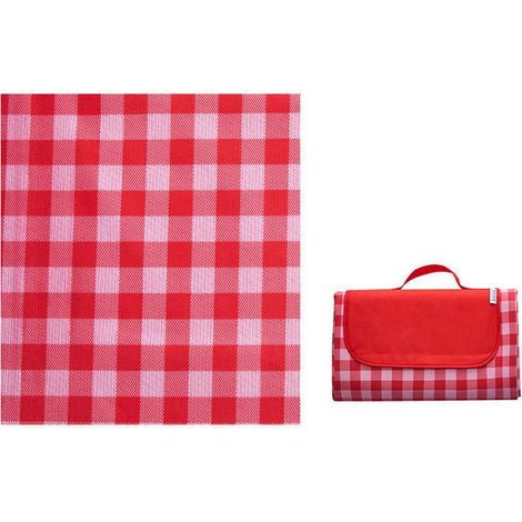 Couverture Tapis de Pique-Nique, Imperméable Résistant à l'humidité Grand Format Pliable pour Camping Voyage Plage Jardin Nappe (Pliable en Sac) -Rouge,150x200cm (1/5)