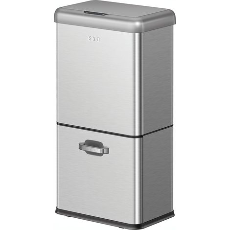 EKO - Poubelle à capteur Vintage 32+18 litres - Powdercoated Steel ABS - inox mat
