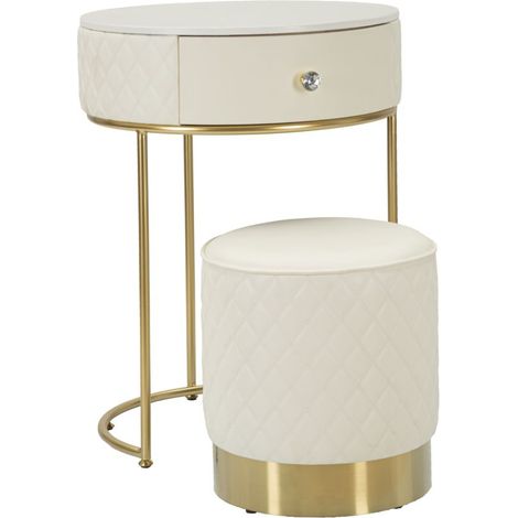 Table de chevet haute avec tabouret Sharon Cm Ø 52X70 - Ø 36X39 (1/5)