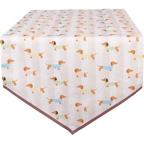 Chemin de table rectangulaire en coton beige pour décoration de table 50 x 160 cm - PANGIVO (1/5)