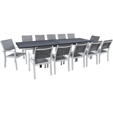 Garten-Essgruppe ausziehbar "Lagos" - 200/320 x 105 x 76 cm - 12 Personen - Dunkelgrau