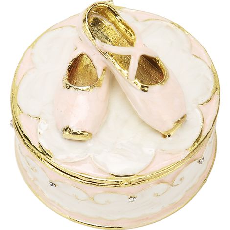 Coffret à bijoux chaussons de ballet ornés, boîte à trésors décorative exquise, écrin compact pour bagues et bijoux, étui précieux. (1/5)
