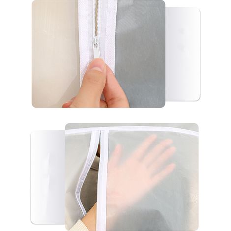 1 transparente 3D-Staubschutzhülle mit den Maßen 50 x 60 x 90 cm, waschbarer transparenter 3D-Kleidersack, Hängehülle für Mäntel und Anzüge, Staubbeutel. (1/5)