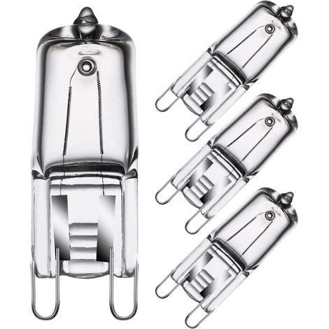 Ampoule halogène G9 pour four, 40 W, 230 V, résistante à la chaleur jusqu'à 300 °C, lot de 4, compatible four et micro-ondes (1/5)