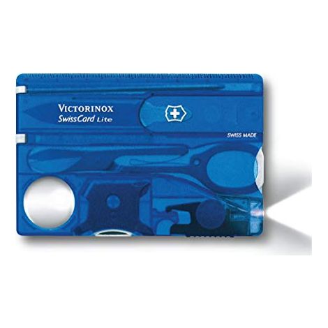 Victorinox 0.7322.T2 SwissCard Lite Multitool 13 Funzioni con LED Luce e Lente di Ingrandimento colore Blu Traslucido (1/4)