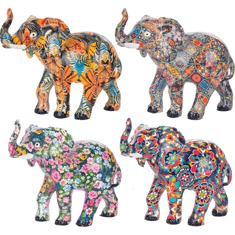 Signes Grimalt Figure di figura di elefante  Elefante Figura 4 unità africane ed elefanti grigio 6x12x11cm 28659