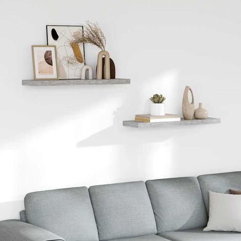 vidaXL Scaffali a Parete 2 pz Grigio Cemento 80x23,5x3,8 cm in
