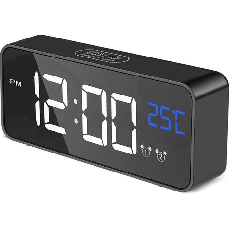 Réveil Numérique LED, Réveil électronique avec Affichage à Température Dirigée Sons D'alarme en Option, pour Chambre, Bureau-Fei Yu (1/5)