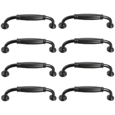 Lot de 8 poignées de porte de placard vintage européennes, poignées de tiroir antiques pour cuisine, chambre à coucher, distance entre les trous de 96 mm, noir (1/4)