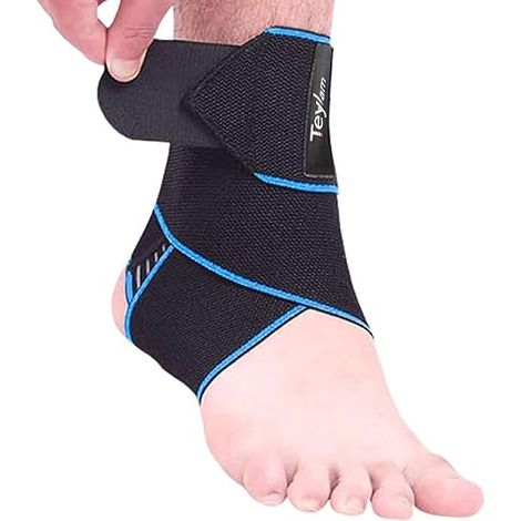Cheville ajustable bleue - Support de cheville flexible - Support de cheville ultra-fin pour la course à pied - Course à pied (football) - Cheville droite et gauche (1/5)