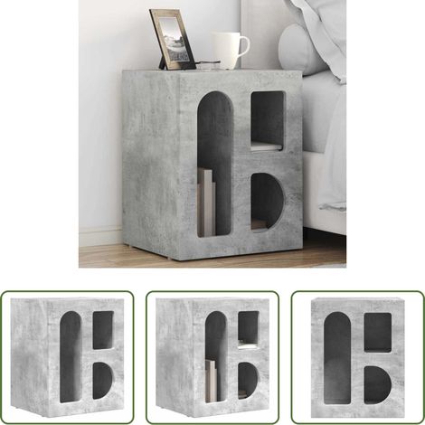 vidaXL Étagères - Table de chevet Gris béton 40 x 35 x 50 cm Bois d'ingénierie (1/5)