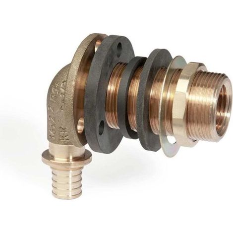 Rehau Wandwinkel Rautitan RXplus, 16mm x Rp 1/2" x 35mm, für Holzspanplatte, Rotguss