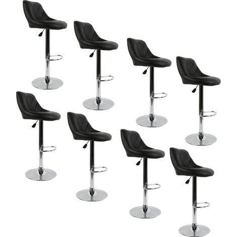 Aqrau Tabouret Tabouret de bar à dossier en sergé, Noir 8 pcs (1/5)
