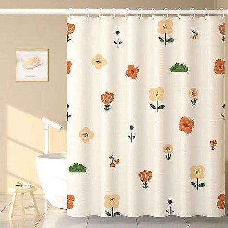 Rideau de douche imperméable en polyester pour salle de bain, anti-moisissure, séparation sèche/humide, 180 x 200 cm (70,8 x 78,7 pouces). (1/4)