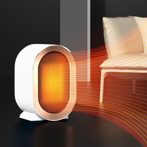Chauffage d'appoint/de bureau portable à deux vitesses avec ventilateur, réglable, protection contre la surchauffe, arrêt inclinable, norme européenne 220-240 V, 1200 W, économe en énergie. (1/5)