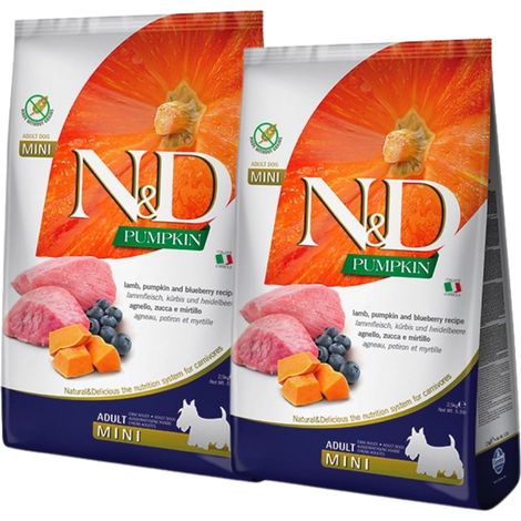 Pienso seco para gatos FARMINA N&D GF PUMPKIN ADULT MINI cordero 2x2,5kg