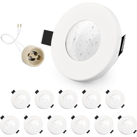 4x Spot LED Encastrable IP65 Cadre Avec Douille GU10, Spots de plafond en Fer Nickel brossé, Rond plat Spots Salle de bain spot cadre d'encastrement 68mm pour extérieur- intérie (1/5)