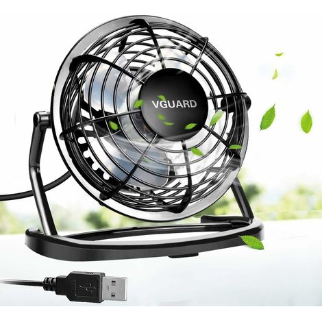 Mini ventilateur USB 4 pouces – Rotation 360° – Silencieux pour bureau, camping, poussette – Alimentation USB – Plastique ABS
