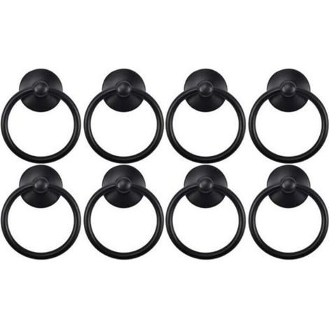 Set of 8 cabinet handles. Retro handles - Black, 4.454cm. Glossy and durable finish. (1/4)