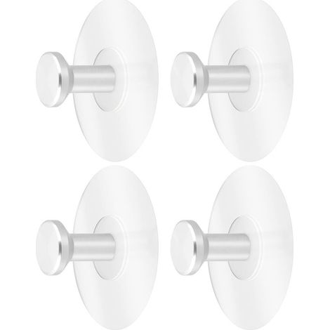 4 Pcs Crochet Adhésif Salle de Bain, 6kg Max Crochet Serviette en Acier Inox, Porte Serviette Sans Perçage, Crochet Autocollant de Vêtements, Crochet Mural pour Douche, Cuisine (Argent) (1/5)