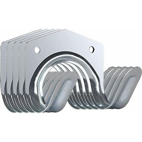 Lot de 5 crochets de garage galvanisés pour outils de rangement - Support mural robuste pour abris de jardin, atelier, ferme, entrepôt, établi, bureaux, fourchettes, pelles, râteaux, balais (1/5)