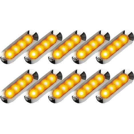 10 latéraux gabaritados con LED ámbar en remordimiento, camión, autocaravana, caravana, 4 LED, 12 V-24 V (1/5)