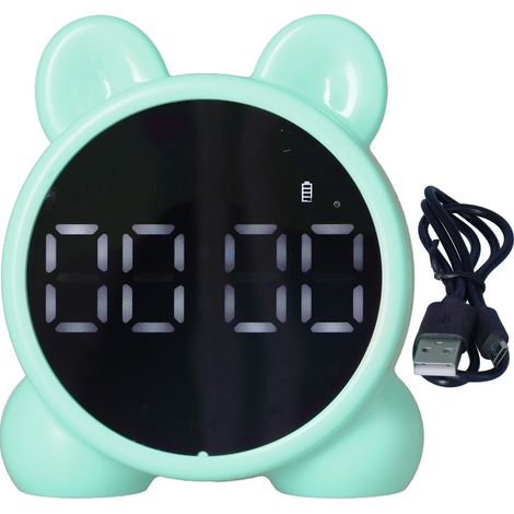 Digitaler Bluetooth-Wecker mit wiederaufladbarem Lautsprecher für Kinderzimmer und Büro, Grün