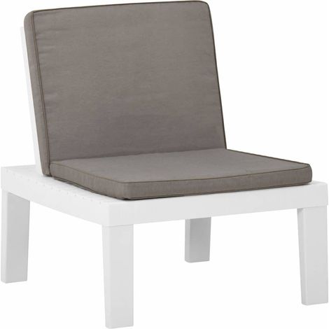 vidaXL Silla de jardín con cojín plástico blanco (1/5)