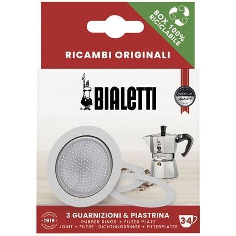 Filter + 3 Dichtungen für Espressokocher 3/4 Tassen - Bialetti