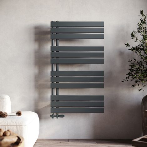 SONNI Radiateur sèche-serviettes de salle de bains Radiateur sèche-serviettes 1038x600cm Anthracite Radiateur sèche-serviettes, raccordement latéral (1/5)
