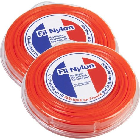 2 blisters fil débroussailleuse Carré 3 mm x 44 m Fil Nylon (1/5)