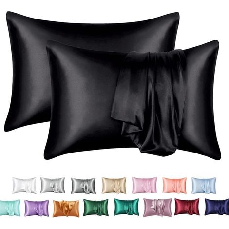 Filiyano – oreiller en satin Lollanda – Lot de 2 taies d'oreiller en satin Lollanda - Douces et soyeuses, plusieurs coloris disponibles - 50 x 75 cm (1/5)