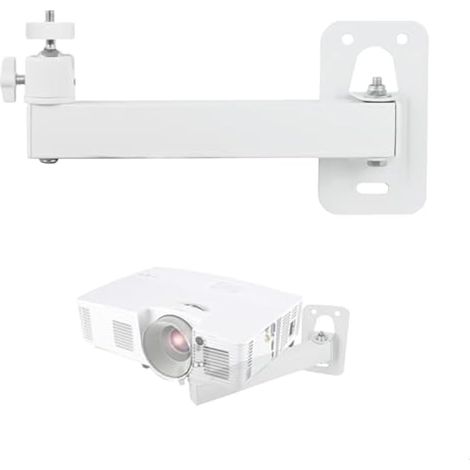 Support mural pour projecteur, trépied réglable avec rotation à 360°, support pliable en métal, vis 1/4" pour home cinéma, bureau, salle de jeux, blanc (1/4)