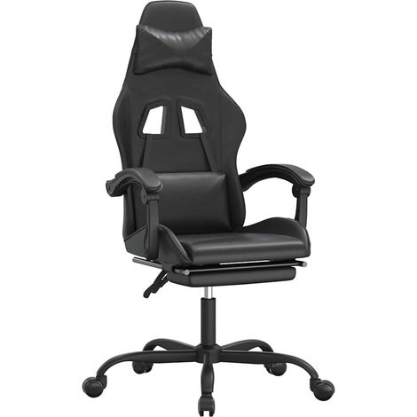 Chaise de jeu Chaise de Gaming pivotante avec repose-pied Noir Similicuir (1/5)