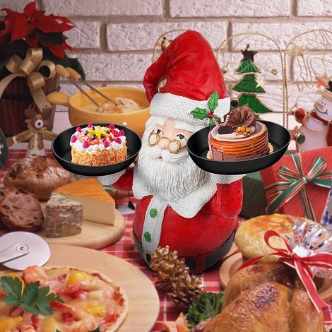 Décorations de Noël, Père Noël, bonhomme de neige, présentoir à goûter, artisanat en résine, assiette noire. (1/5)