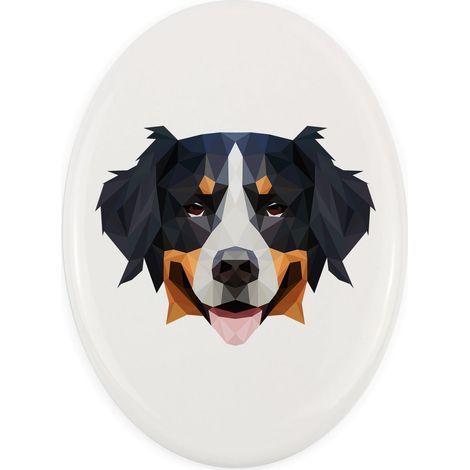 Cane da montagna bernese - piastrella geometrica con foto e iscrizione di Art-Dog (1/4)
