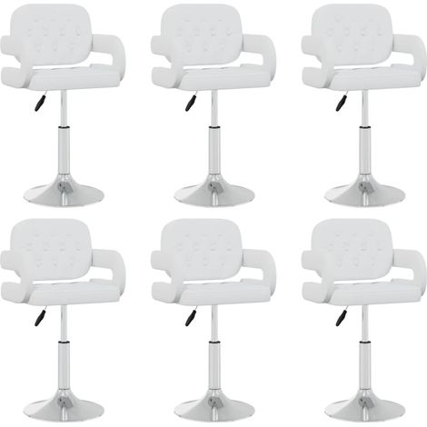 Chaises pivotantes à manger lot de 6 blanc similicuir (1/5)