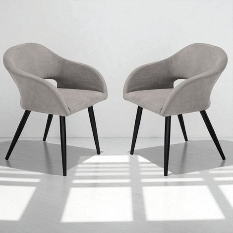Sedia imbottita in tessuto Grigio Chiaro con struttura in metallo WEST 2 sedie (1/5)