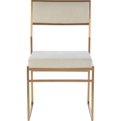 Interiors by Premier White Velvet Dining Chair, Space-Saving Dining Chair, Indoor Dining Accent Chair for Living Room (1/5)