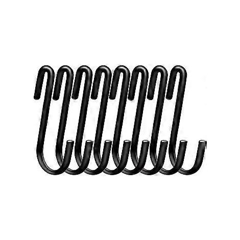 SZTXJ 20er-Pack 6 cm große, robuste S-förmige Kleiderhaken für Küche, Bad, Schlafzimmer und Büro (20er-Pack, S, Schwarz)