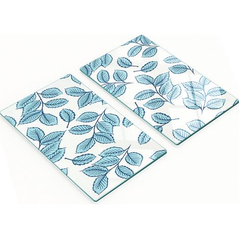 Tablas de cocina de vidrio templado con gr谩ficos, 2 piezas, hojas, 2x30x52 cm (1/5)