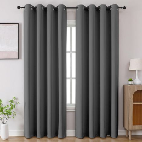 Lot de 2 Rideaux occultants de fenêtre à Isolation Thermique pour Chambre à Coucher, Cuisine et Salon, 132 x 213,4 cm de Long, Gris Clair (1/5)