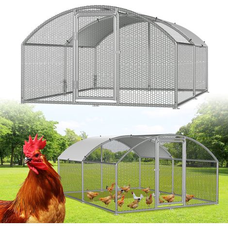 Jiubiaz Hühnerstall mit Kuppeldach 3x4x2 m Verzinkt aus Stahl Freilaufgehege