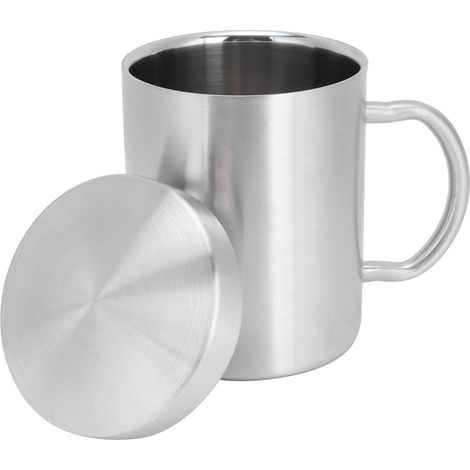 Mug en acier inoxydable avec couvercle à poignée, double paroi isolante thermique, idéal pour la maison en été (L 400 ml) (1/5)