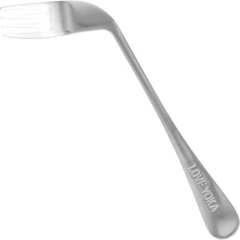 Fourchette coudée en acier inoxydable, fourchette inclinée, couverts, fourchette anti-vibrations, fourchette de table (droitier) (1/5)