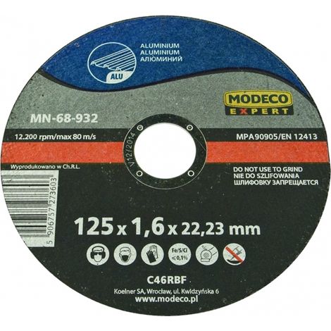 Disco de corte Modeco mn-68-932 aluminio 125 mm 25 unidades