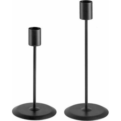 Ensemble de 2 chandeliers - Supports de bougies - Bougeoirs - Grand et petit chandeliers - Accessoires décoratifs - Métal - Noir (1/5)