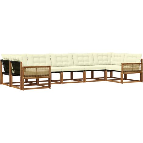 vidaXL Outdoor Sofa Set with Cushion 7 pcs Natural and Cream (1/4)